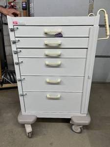 MSRP $1,500 Harloff M-Series Mobile Anesthesia Cart Key Locking 6 Drawer Steel Medical Supply Cart Heavy Duty Casters Full Extension Slides Antimicrobial Top Perfect For Hospitals Surgery Centers Clinics Medication Storage & OR Supply Organization