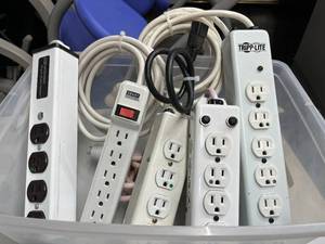 LOT OF 5 Commercial Grade Power Strips Tripp Lite PS-615-HG PS-407-HG-OEM PS-415-HG  Wiremold ULM Series Medical Outlet Strips Green Dot Outlets Long Cords Reset Breakers