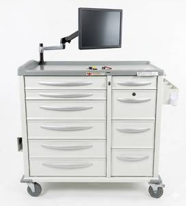 MSRP $8000 Phoenix LTC Multi-Drawer Medical Medication Cart WSecure Tablet Mount. Durable design locking casters, spacious drawer storage &amp working electronic lock system plus keys Reliable, organized &amp mobile - Monitor not included
