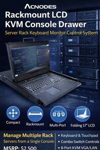 MSRP $2500&nbsp;Acnodes rackmount LCD KVM console w/integrated keyboard &amp; touchpad monitor *For server racks &amp; control systems allowing multiple machines managed from a single console - Like NEW Condition!
