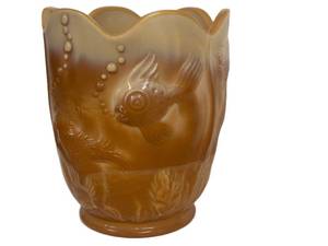 B2 - Vintage Fenton Atlantis Slag Glass Vase - Carmel