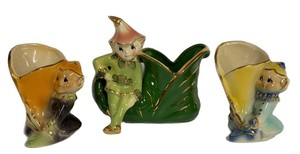 B5 - Shawnee Vintage Elf Planters - Set of 3 - 2 in x 4 in & 6 in x 6 in