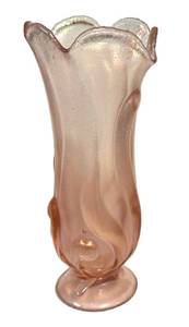 E1 - Fenton Ocean Waves Stretch Vase - Opalescent Pink Glass