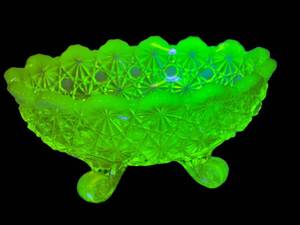 M3 - Candy Dish - Vintage Uranium Glass Footed