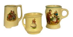 L4 - Early Roseville Holland Mugs (Lot of 3)