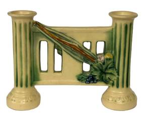 L4 - Roseville Corinthian Double Candle Holder Bud Vase - Antique 1923