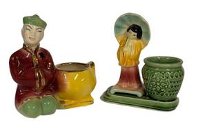 B5 - Vintage Shawnee Geisha Planter #701 & Vintage Asian Man Planter (Lot of 2)