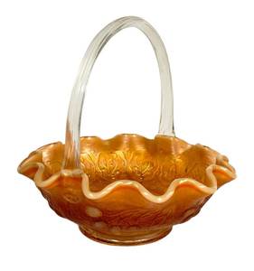C2 - Fenton Basket - Golden Carnival Glass, Vintage 1977