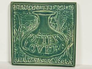 L5 - Pottery Loves Tile - 5.5 x 5.5 in Green Ceramic from Zanesville Ohio