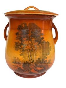 Antique Roseville Autumn Chamber Pot With Lid