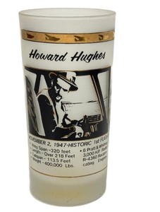 C4 - Howard Hughes Spruce Goose Tumbler - Vintage Frosted Glass 5.5 in Tall
