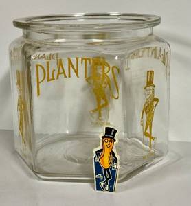 O1 - Planters Mr Peanut Glass Peanut Jar with Pencil Sharpener
