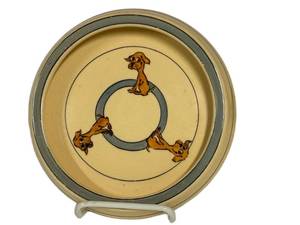 Antique Roseville Pottery Juvenile Edge Plate  - Three Dogs Design