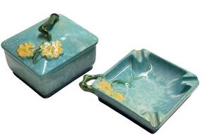 E4 - Roseville Wind Craft Cigarette Box & Ashtray - 240-T (1948 Vintage)