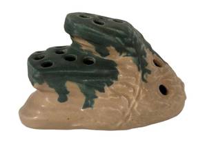 L1 - Vintage Roseville Carnelian I Forge Floral Frog - Rock-Shaped