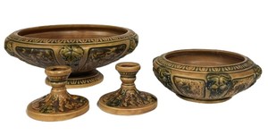 N3 - Vintage Roseville Florentine Bowl and Footed Compote