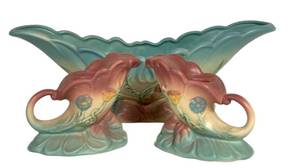 C3 - Vintage Hull Art Vintage Console Set - 14in Centerpiece Bowl with 2 Pedestals (B-16 3.5)