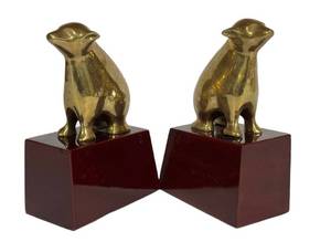 C4 - Pair of Vintage Art Deco Style Brass Bear Bookends