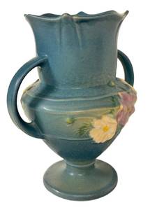 L1 - Antique 1926 Roseville Cosmos Blue Vase