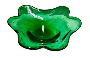 B4 - Vintage Controlled Art Glass Bowl - Green, Decorative Collectible