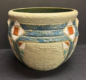 A1 - Antique Roseville Pottery Mostique Gray Jardiniere