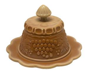 F1 - Mosser Grape & Cable Covered Butter Dish - Chocolate Slag Glass