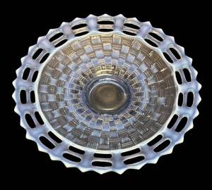 F3 - Fenton Basket Weave Under Plate - Blue Opalescent