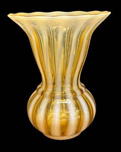 F3 - Fenton Autumn Gold Striped Vase