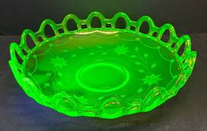 M3 - Lancaster Glass Company Uranium Glass Open-Work Platter