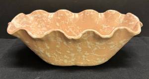 A3 - Vintage Shawnee Peach Splatter Ruffled Bowl
