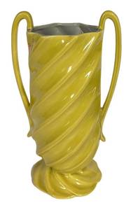 G6 - Red Wing Vintage Yellow Swirl Vase
