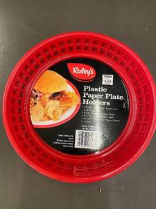 Raleys Plastic Paper Plate Holders - Red Circular Holders