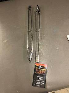 Mr Bar-B-Q Spring Tongs - Stainless Steel, Model 40226Y