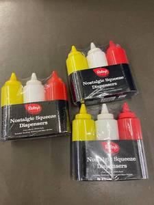 Raleys Nostalgic Squeeze Dispensers 3-Pack - Ketchup Mustard Mayo Bottles