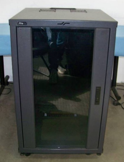 Middle Atlantic Audio Video (AV) Equipment Rack with Lockable Smoked Glass Front, Lockable Sides and Back with (2) Fans and on Lockable Casters