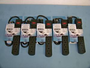 (5) Comprehensive CPWR-SP6-3B 6-Outlet Surge Protector with 3 Power Cord (Black) - NEW IN PACKAGING