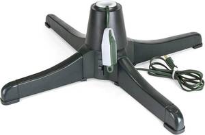 360-Degree Rotating Adjustable Christmas Tree Stand for Up to 7.5ft Artificial Tree w 3 Settings, 3 Built-in Electrical Outlets, Black