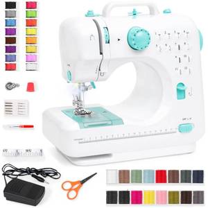6V Portable Foot Pedal Sewing Machine w 12 Stitch Patterns, Teal