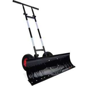Galvanized Blade 2-Wheel Snow Pusher w Adjustable Handle - 36in, Retail $185.99