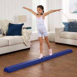 8ft Folding Floor Balance Beam 2-Panel for Gymnastics Practice, Exercise - Royal Blue