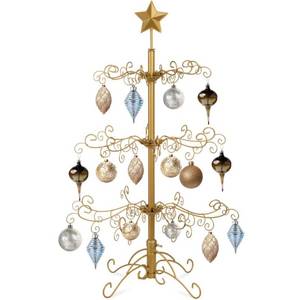 Wrought Iron Christmas Tree Ornament Display w Easy Assembly, Stand - 3ft