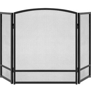 3-Panel Simple Steel Mesh Fireplace Screen w Worn Finish - 47.5x27.25in