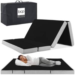 Folding Portable Onyx Black Mattress Topper w Plush Foam - 4in, Twin XL, Retail $199.99