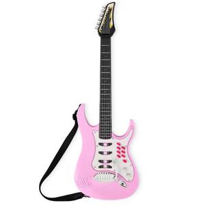 Kids Electric Guitar Toy Play Set w 6 Songs, Microphone, Amp, Pink