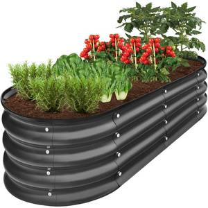 Outdoor Raised Metal Oval Garden Bed, Planter Box - 4x2x1ft, Charcoal