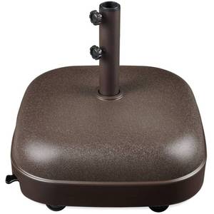 123lb Capacity Fillable Mobile Umbrella Base w 4 wheels - Dome Square, Brown