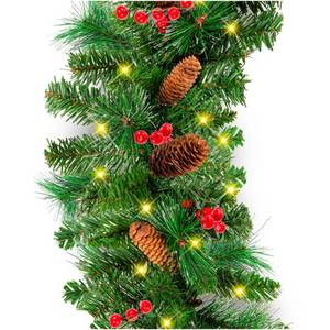 9Ft Pre-Lit Christmas Garland W 2-In-1 Led Lights