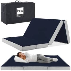 Folding Portable Midnight Blue Mattress Topper w Plush Foam - 4in, Twin XL Retail $129.00