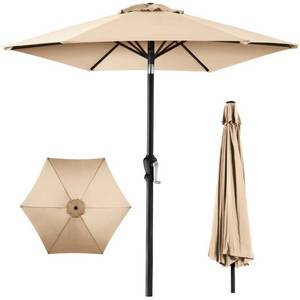 Outdoor Steel Market Patio Umbrella Decoration w Tilt, Crank Lift - 10ft, Sand