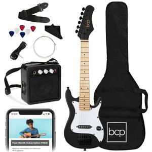 Kids Electric Guitar Beginner Starter Kit w 5W Amplifier - 30 in, Black